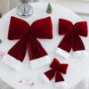 Red Christmas Velvet Bows Vintage Plush Stuffed Christmas Bows Hanging Ornament