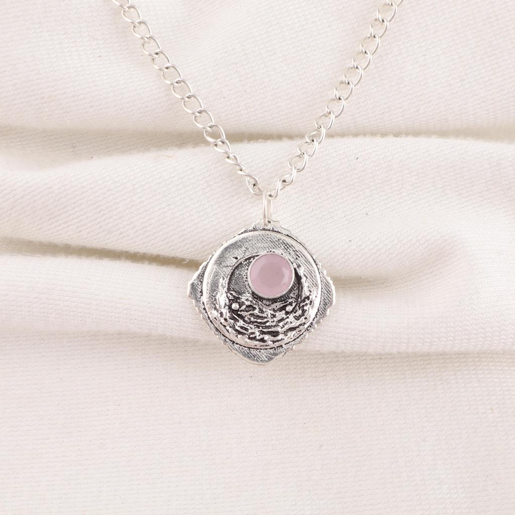Rose Chalcedony Pendant Gemstone Jewelry, 925 Solid Sterling Silver Pendant, Gift For Women Handmade Pendant