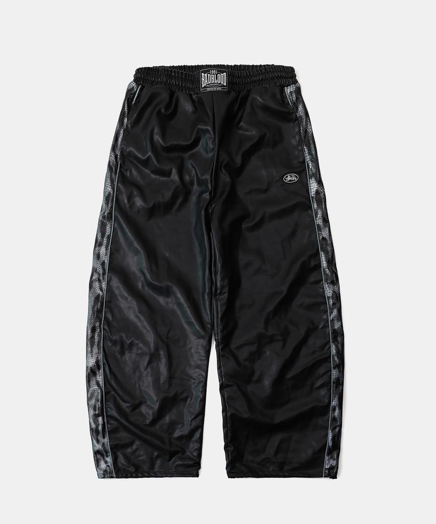 BADBLOOD Contrast Leather Track Pants - Black Python