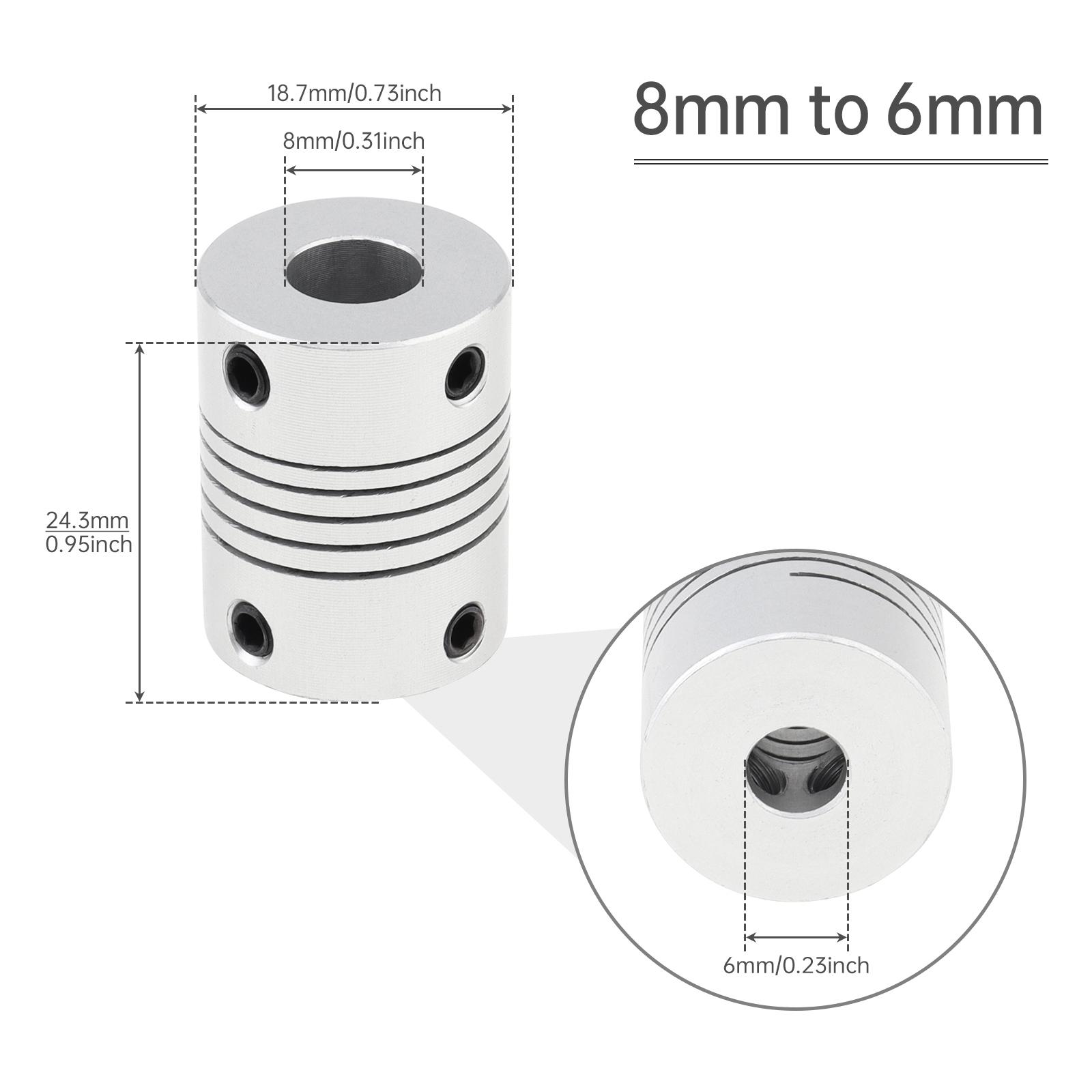 

Nema 17 Stepper Motor Coupler 5mm to 10mm Shaft Connector Aluminum Alloy for 3D Printer CNC Machine DC Motor 6mm