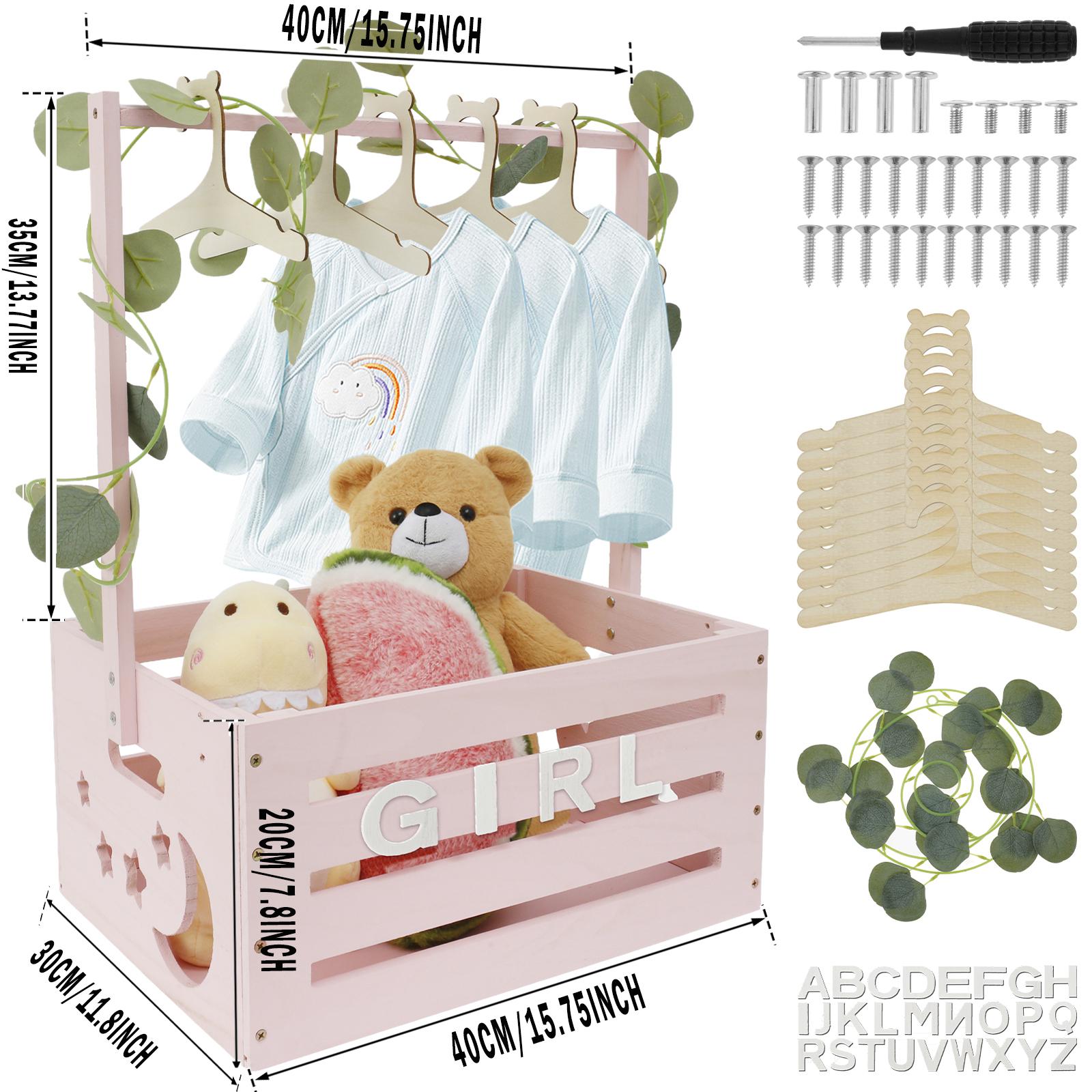 

Baby Shower Wooden Crate Closet Smooth Wood Baby Shower Basket Large Toys Capacity New Parents Helper Storage Crate for Bathroom Please NOTE the SIZE