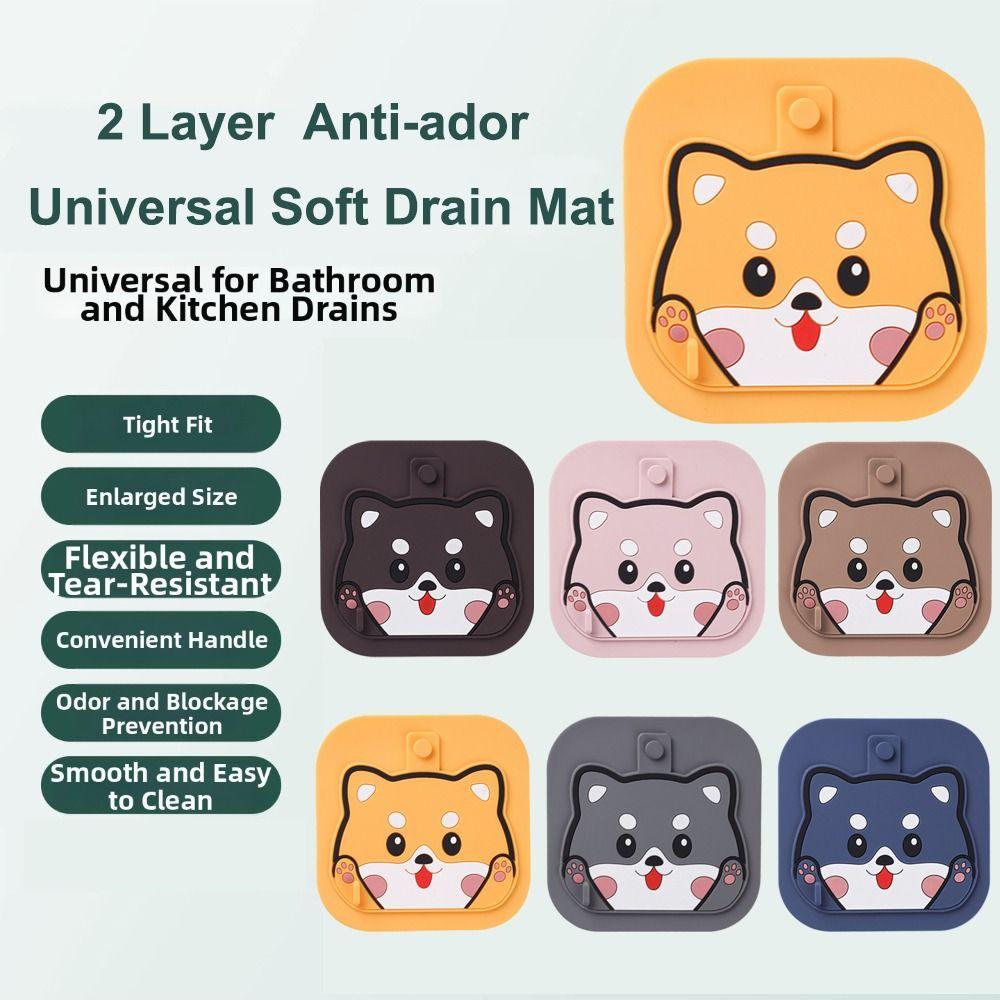2in1 Sewer Pipe Cover Insect-proof Sink Drain Plug Deodorant Mat for Bathroom Hair Collection