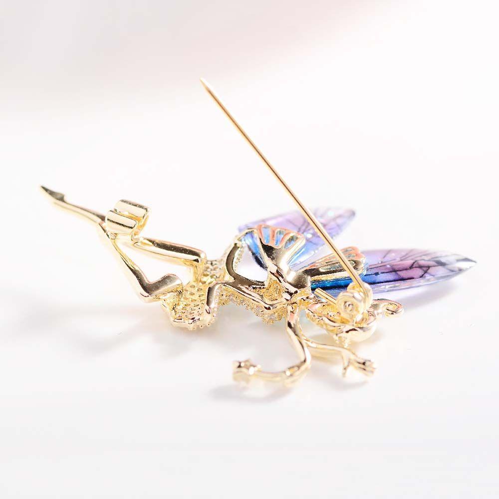 Rhinestone Brooch Dancing Girl Lapel Pins Coat Corsage Angel Wings Brooch Women Crystal Brooches