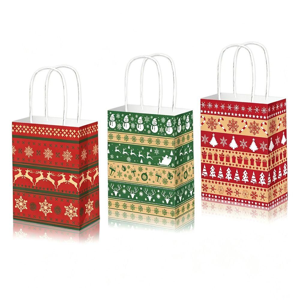 Various Styles Christmas Gift Bags With Handles Kraft Christmas Bags  For Gift Wrapping