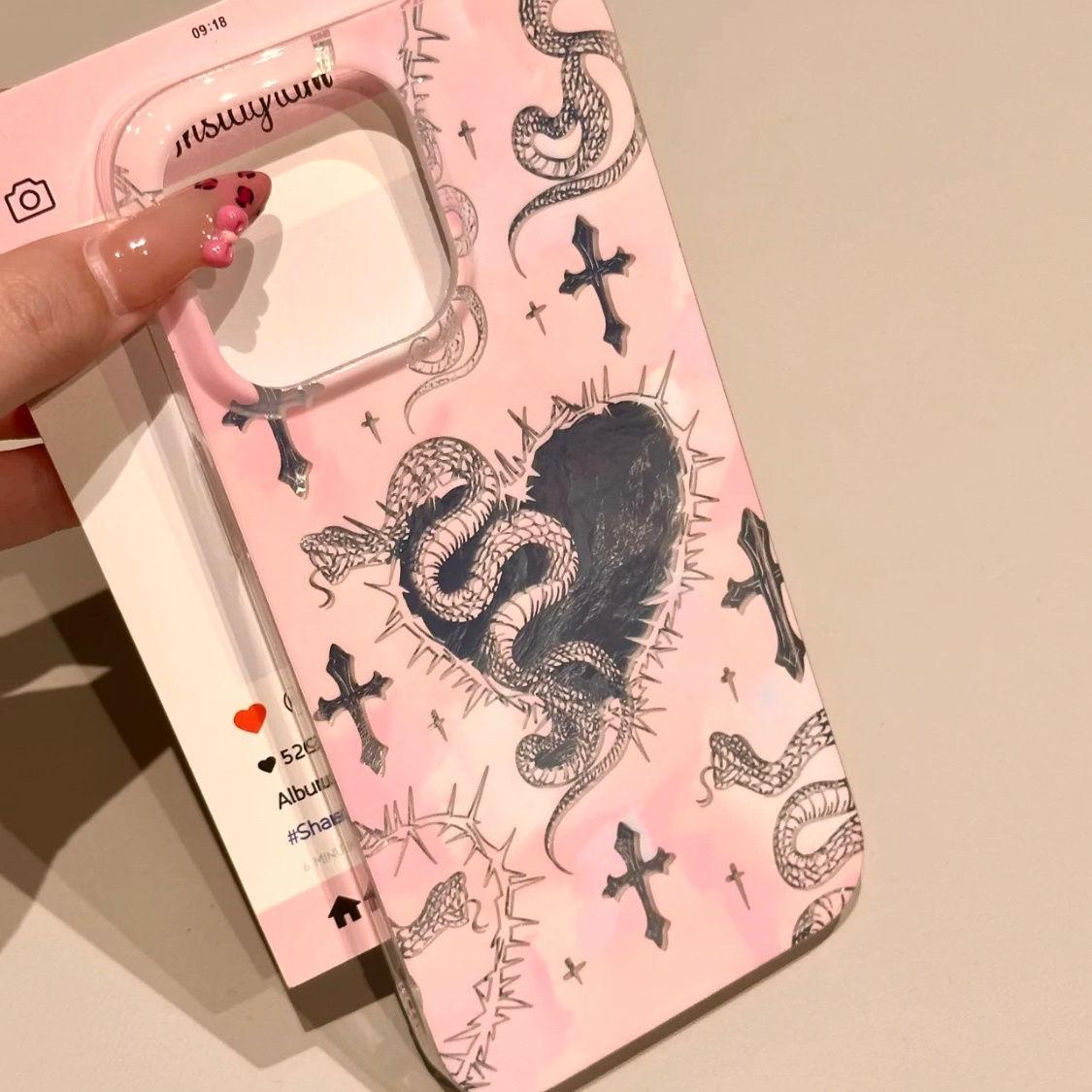 

Розовый чехол Cross Snake S для телефона Apple iPhone 16 Pro Max - мягкий силиконовый противоударный креативный чехол для iPhone 16/15/14/13/12/11/Plus/Pro/Pro Max Apple 16Promax