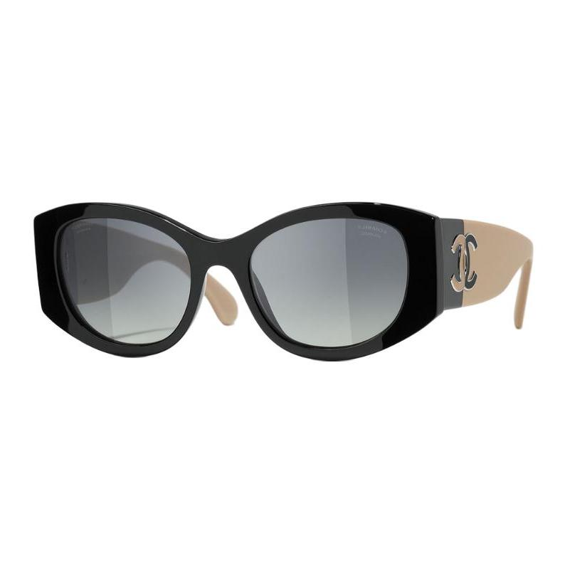 

Chanel Logo Oval Sunglasses Unisex sunglasses Black CH5524-C534/S8 Basic Packaging-Eyeglass Case+Box,53,Black