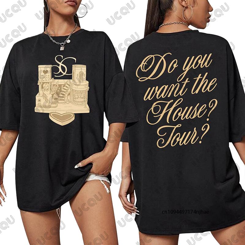 Sabrina Carpenter House Tour 2026 Maglietta in Cotone Grafica da Donna Estiva Nuova Manica Corta Magliette Casual Oversize Unisex