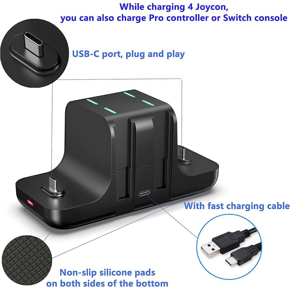 6 in 1 Controller Charger Dock for Nintendo Switch & OLED & Lite Accessories