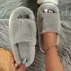 Cozy Fluffy Faux Furry House Slippers Single Band Open Toe Platform Fuzzy Shoes Comfy Warm Home Slippers