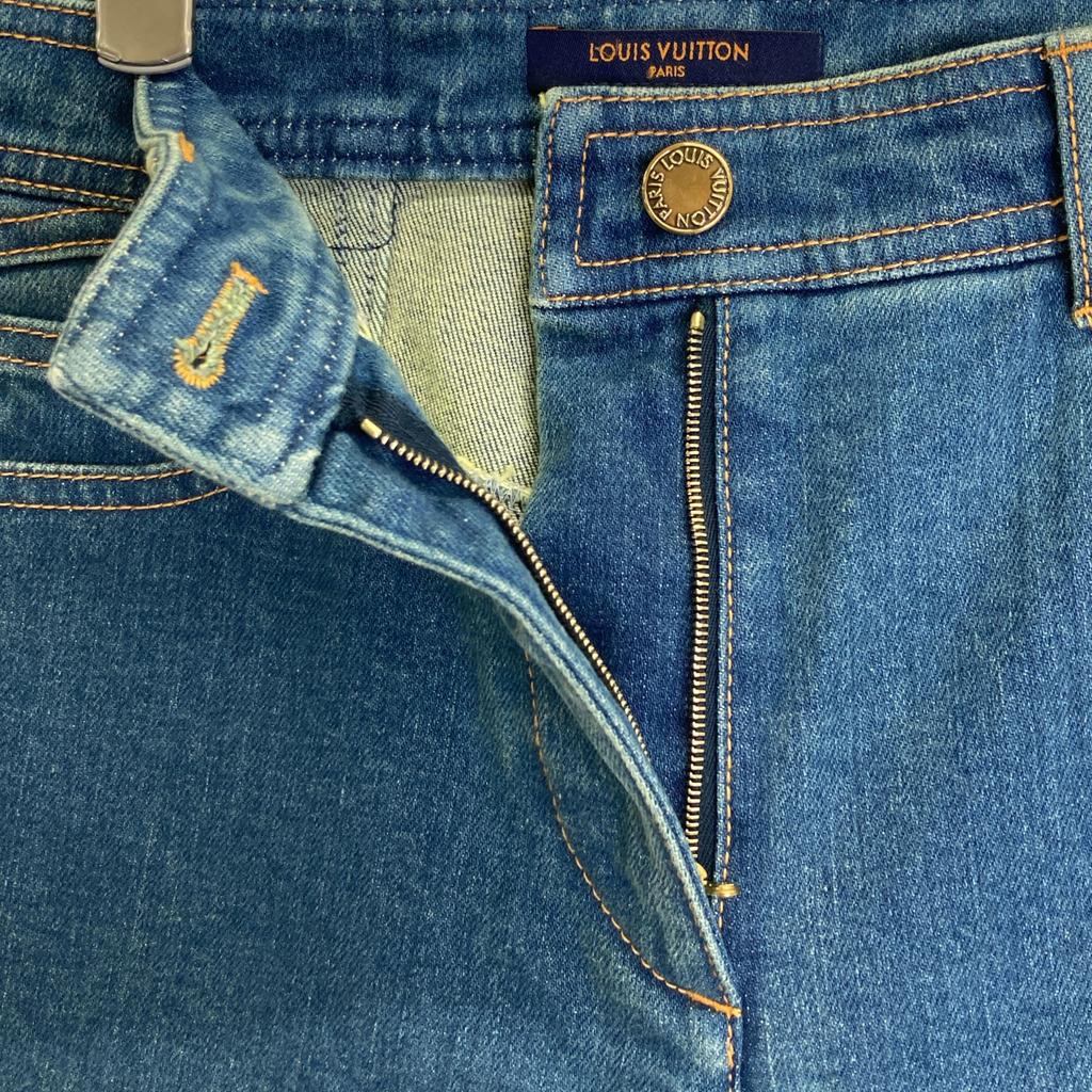 LOUIS VUITTON Domestic regular FGPA23DHM Monogram patch denim pants jeans Bottoms 36 blueUsed