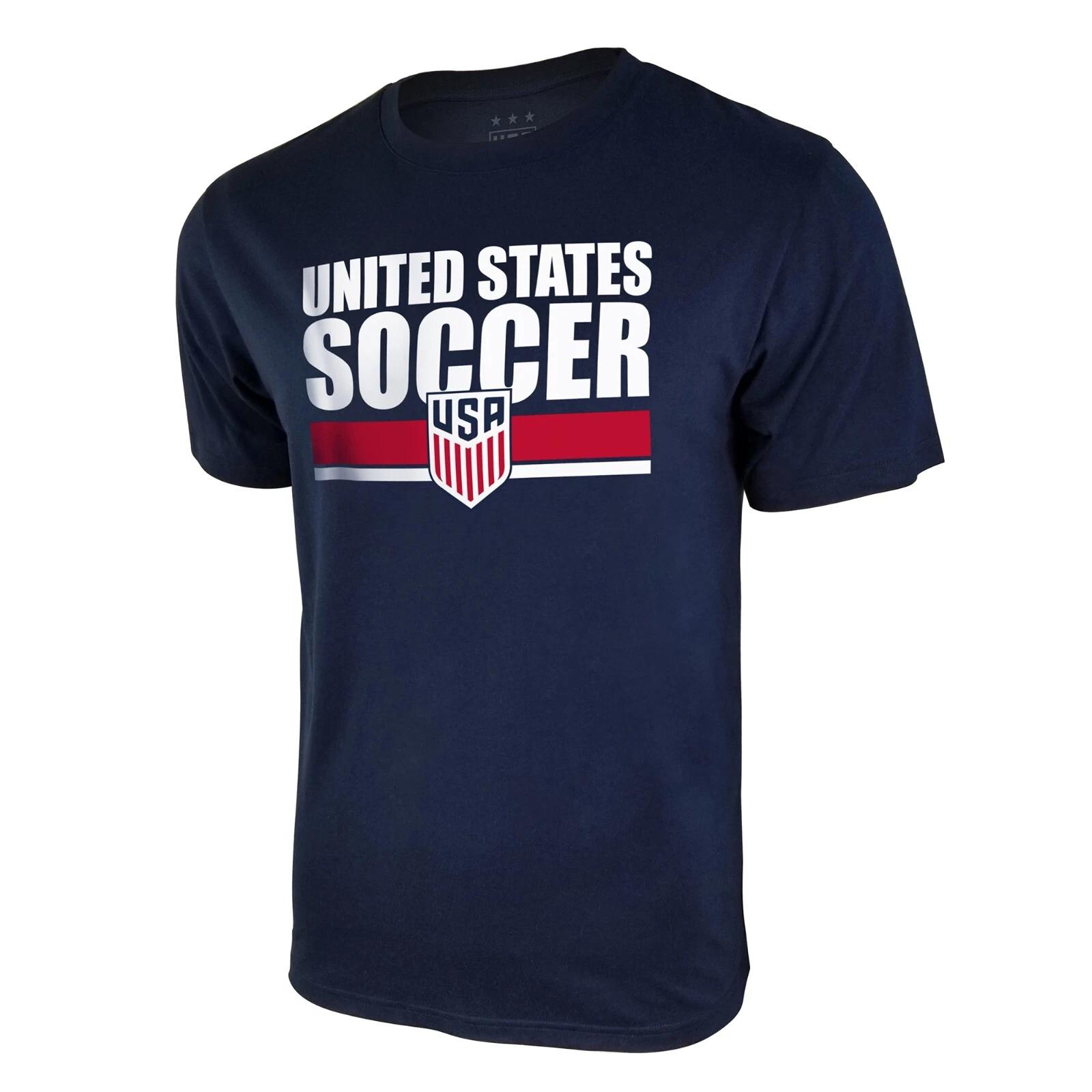 Icon Sports U.S. Soccer Federation USMNT Logo Adult T-Shirt Navy Logo Word L