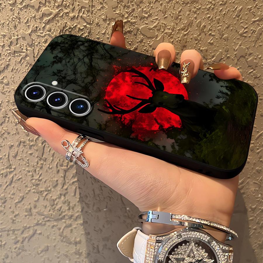 Dark Patterned Deer Phone Cover Case for Samsung Galaxy A57 A15 A37 A52 A36 A06 A53 A17 A05 A73 A51 A23 A25 A16 A55 A41 A12 A70
