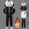 Hot Hooded Cardigan With Thick Fleece Jacket Long Pants Round Neck Men's Hoodie Set Three Piece Women's Clothing