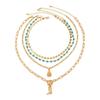 Ingemark 4Pcs/Set Boho Cowboy Hat Boot Pendant Choker Necklace for Women New Trend Goth Blue Beads Clavicle Chain Neck Jewelry