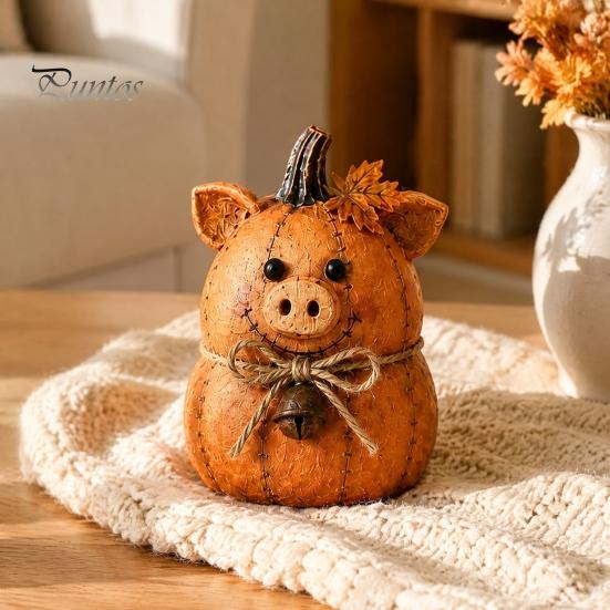 Thanksgiving Home Decor Ornaments Rustic Farmhouse Felt Animal Ornaments, Cute Cow/Pumpkin/Rooster Figurines, Decorative Handmade Animals Hand Painted