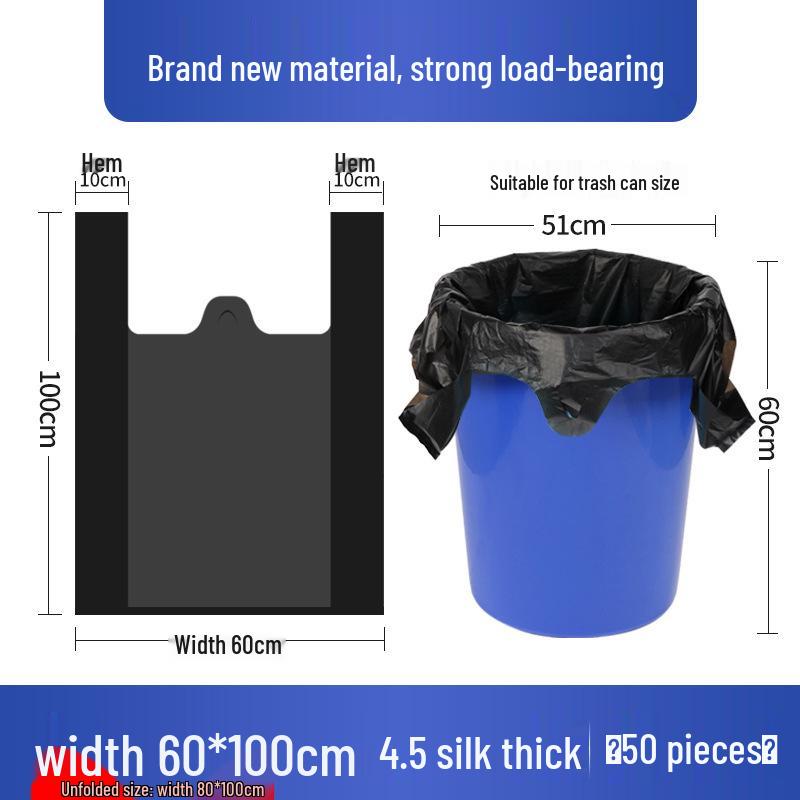Extra-Thick Black Handheld Vest-Style Garbage Bags - Large Disposable Kitchen Bags