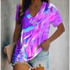 Women Summer T Shirt Abstract Pattern Print Short Sleeve Tees Casual Printed Tops