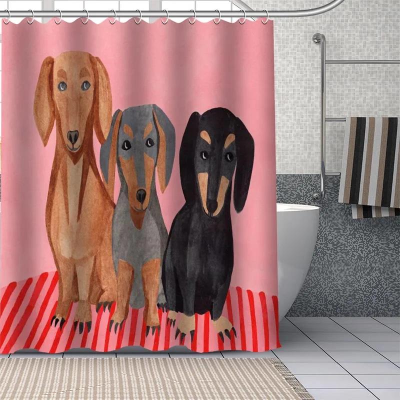 Dachshund Custom Pattern Polyester Bath Curtain Waterproof Shower Curtains Geometric Bath Screen Printed Curtain For Bathroom