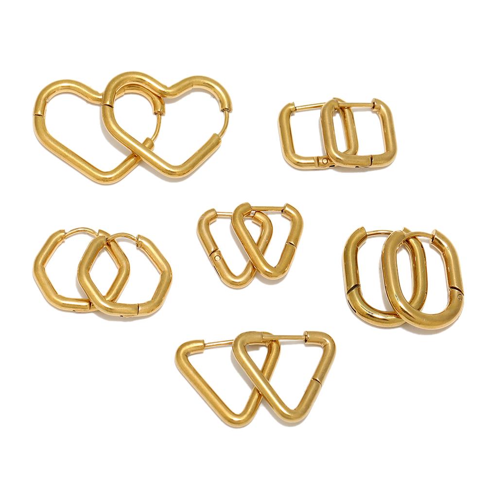 10pcs 304 Stainless Steel Heart Hoop Earrings Wholesale Triangle Women Earring Men Punk Hiphop Gifts Huggie Fashion Jewelry DIY