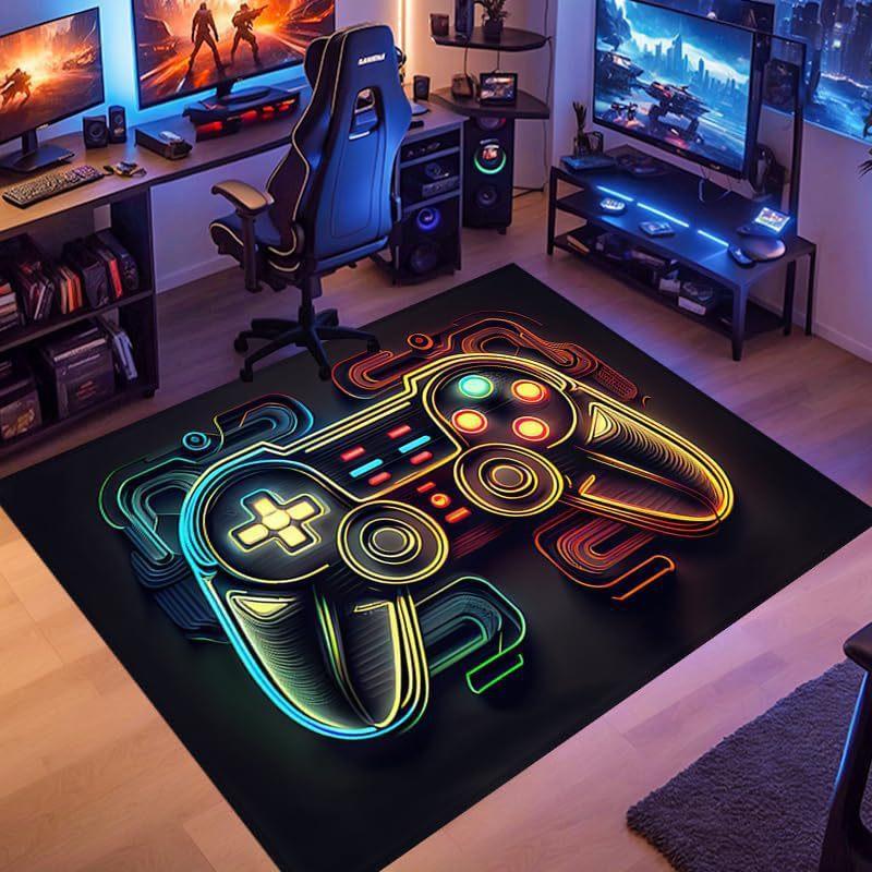 Gaming for Boys Room Gamer Casual Carpet with Controller Design Rug for Game Room Bedroom Decor Non-slip Machine Washab Mat