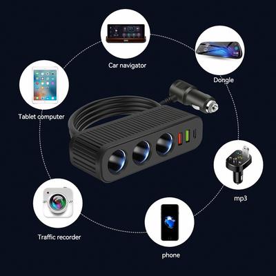 12V/24V 120W Multifunktionales Auto-Zigarettenanzünder-Schnellladegerät PD QC USB-Schnellladenetzteil-Ladebuchse