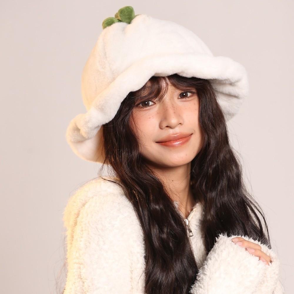 Tomato Winter Fisherman Hat Rolled-up Beanie Hat Cute Plush Bucket Hat  Outdoor