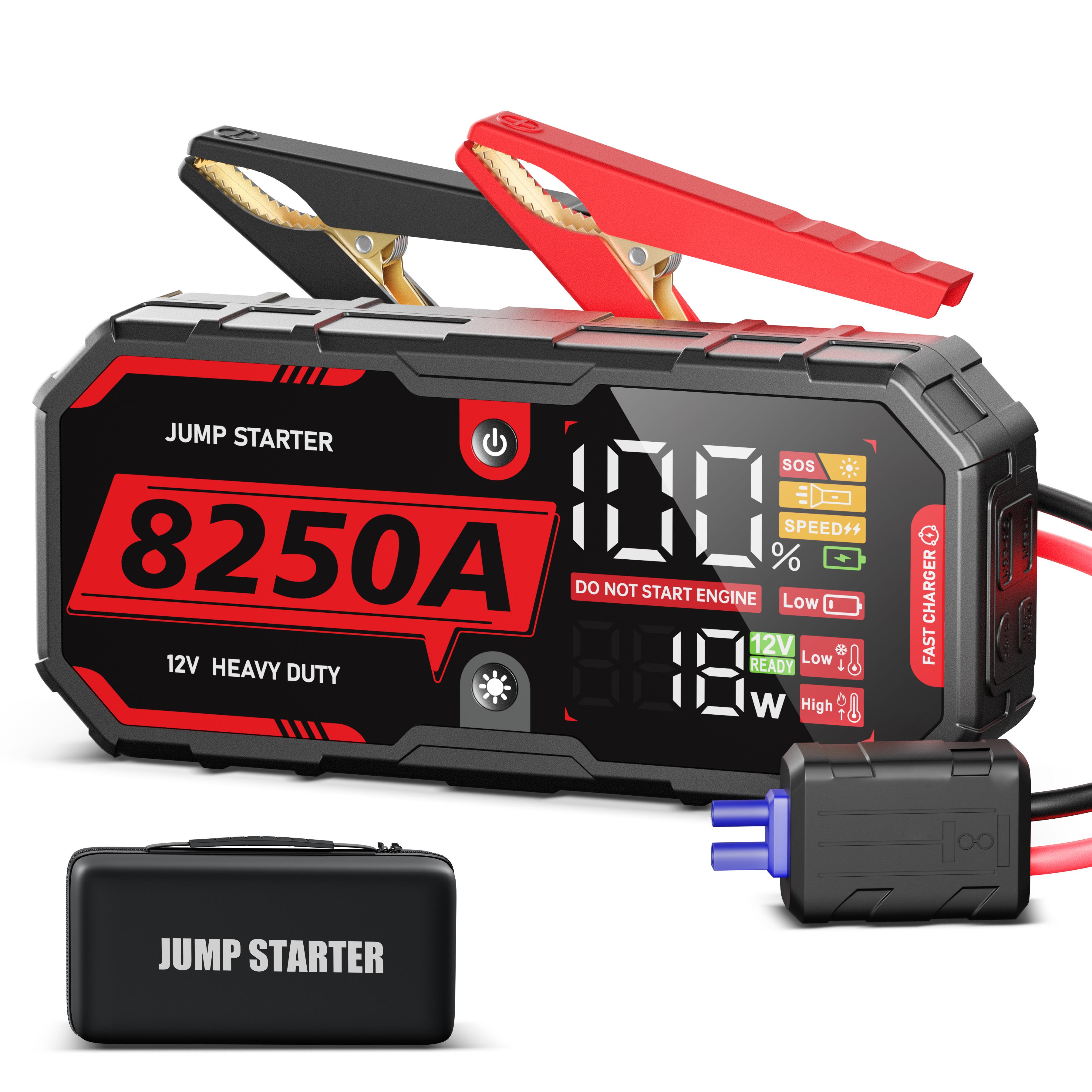8250A Car Battery Jump Starter 12V Pro Portable Booster PD65w 32000mAh Battery Car 13L For Emergency Car Booster Starting Device 8250A