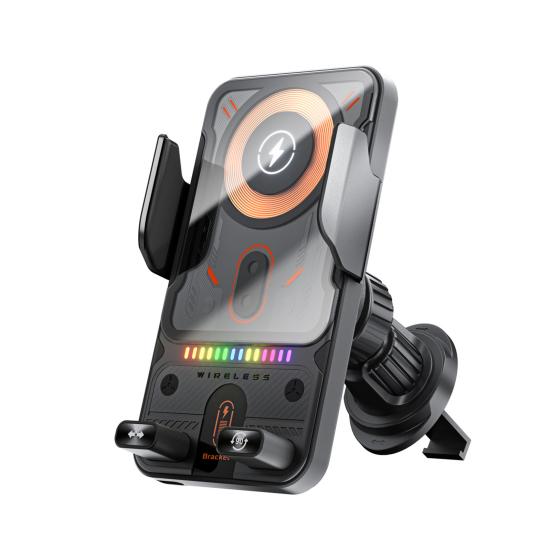 Smart Car Phone Mount 15W Wireless Car Charger Hands Free Car Phone Holder Easy Air Vent Installation Smartphone Mount