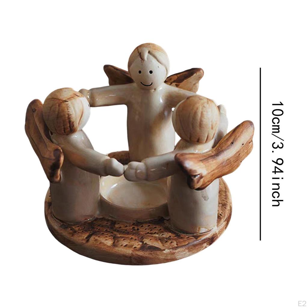Cartoon Angel Tea Light Candle Holder Home Decor Art Crafts Desk Ornament Resin Statue for Porch