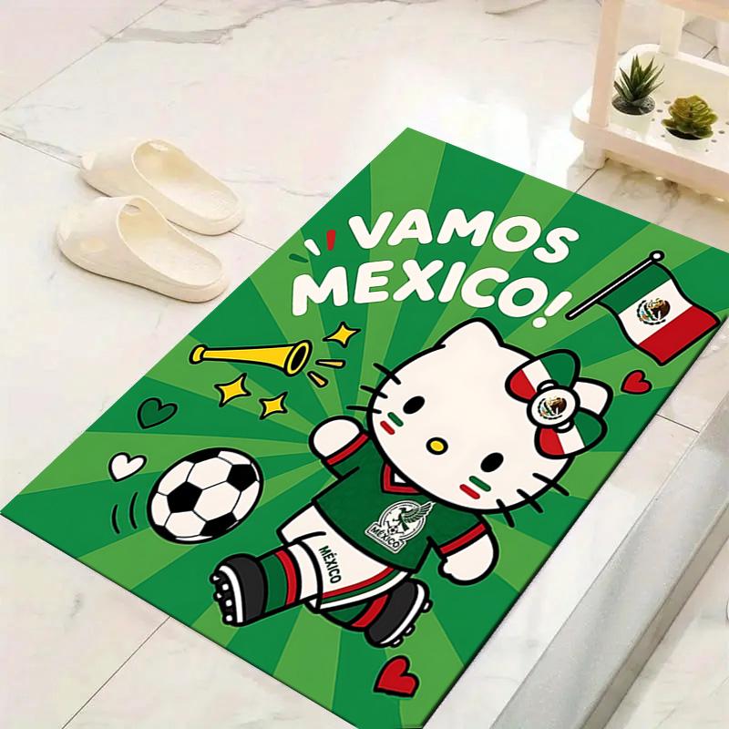 1pc Kitty Mexico Soccer Carpet Rug for Bedroom Living Room Decor Sofa Home Game Area Rug Non-slip Floor Mat. DT71601155