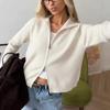 Strick Cardigan Doppelreißverschluss Damen Pullover Langarm Lässig Kordelzug Mantel 2026 Herbst Winter Lockere Passform Einfarbige Jacken