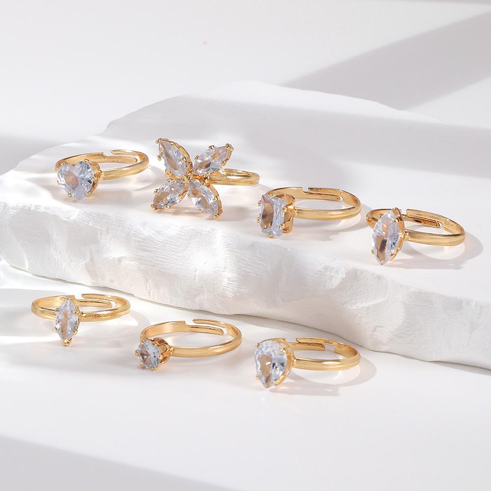 7 In 1 Women Bohemian Zircon Butterfly Drop Heart Shape Stacking Ring Set