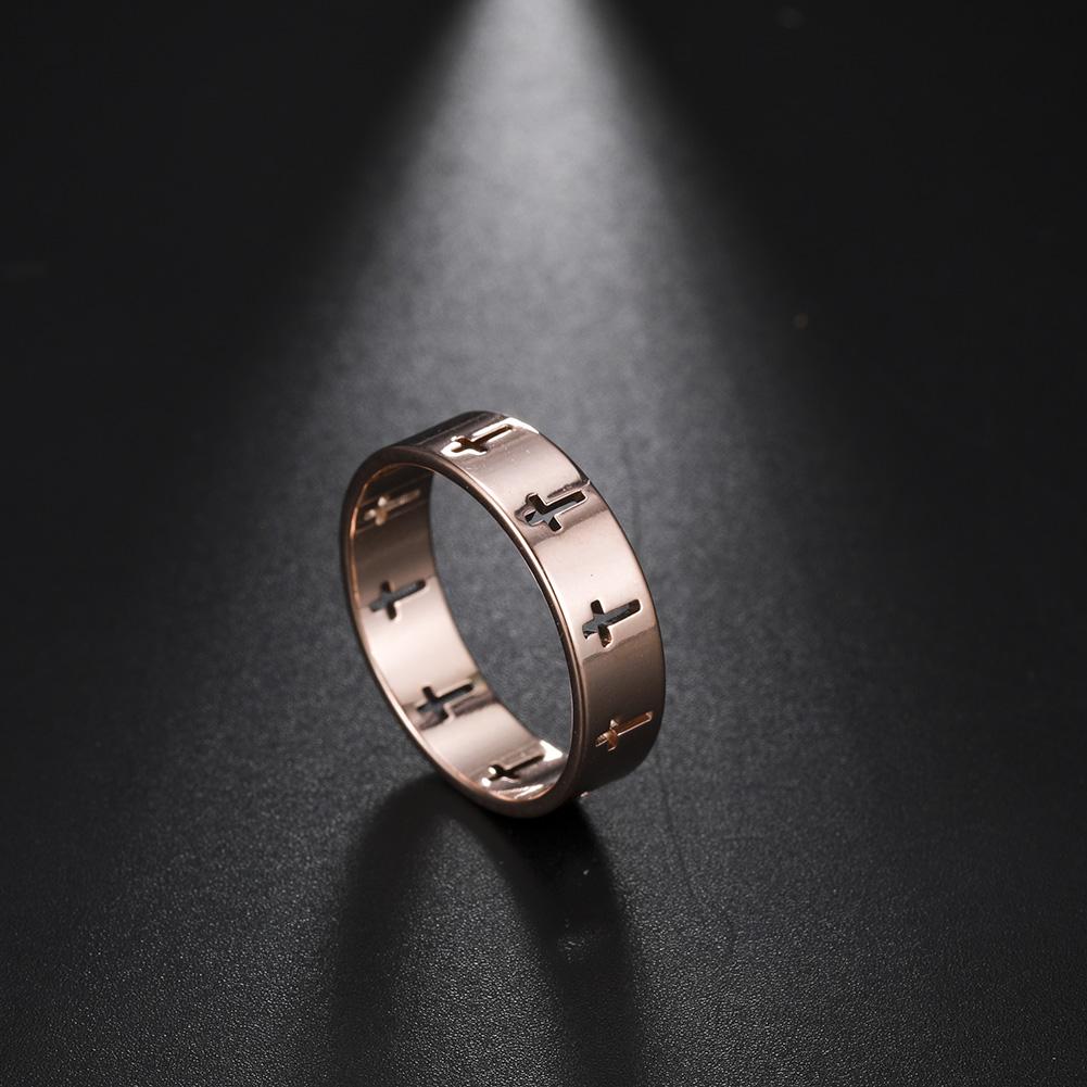 Jeshayuan Personality Hollow Christian Cross Ring For Men And Women Birthday Gift Jewelry Stainless Steel Ring