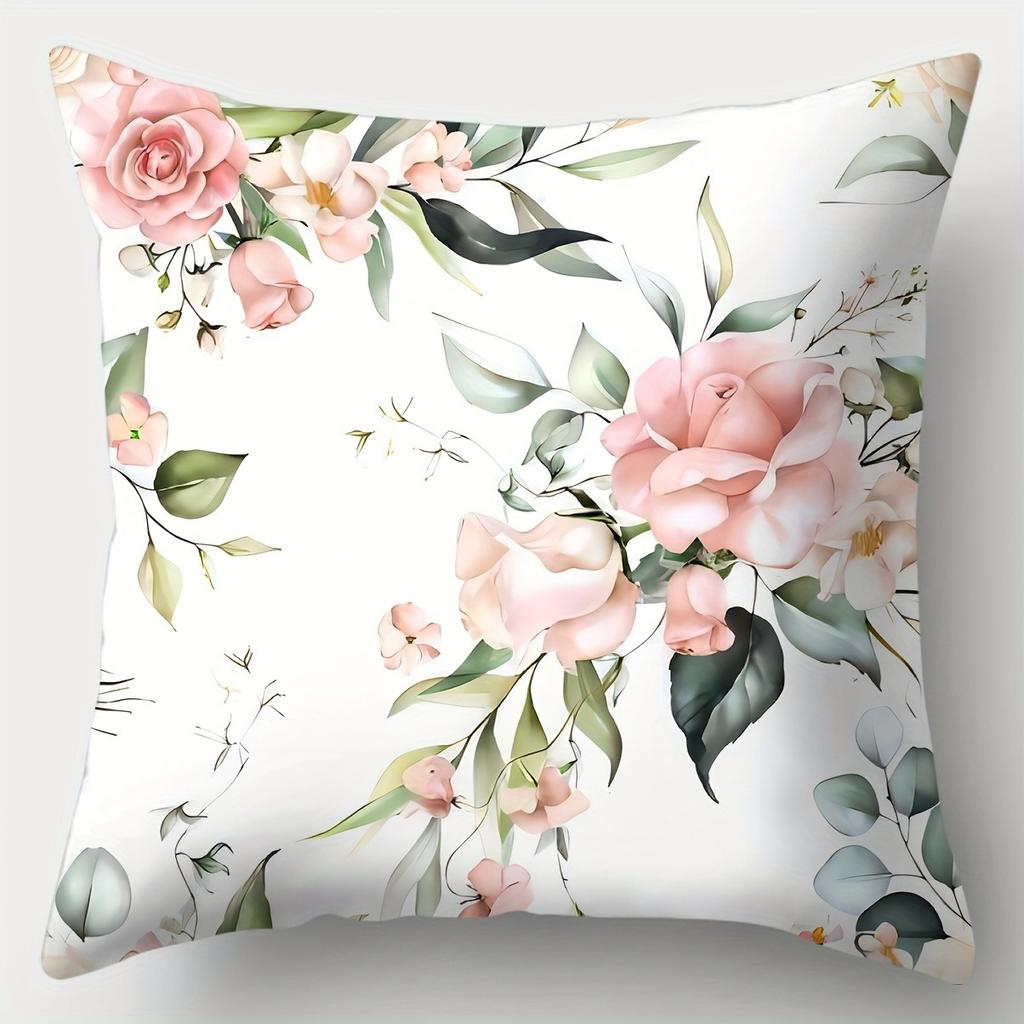 Nordische Kunst Blumendruck Heimdekoration Kissenbezug Schlafzimmer Wohnzimmer Sofadekoration Polyester Kissenhülle mit Reißverschluss
