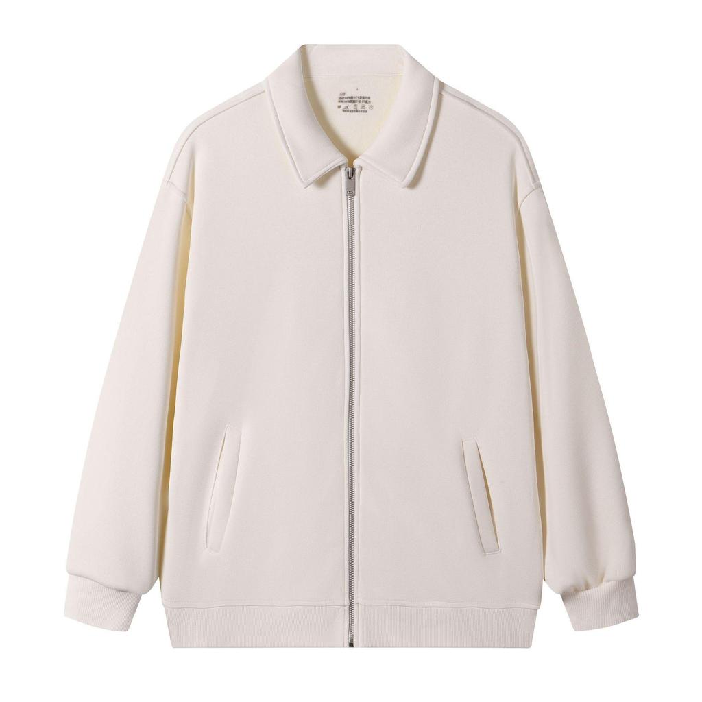 Men's Trendy Japanese Retro Silver Fox Velvet Hoodie - Heavyweight, Solid Color, Zipper Lapel Jacket for Autumn Winter