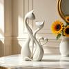 3D Printed Couple Cat Sculpture, Abstract Double Cat Figurine, Minimalist Modern Cat Decoration for Table, Aesthetic Gift for Cat Lovers