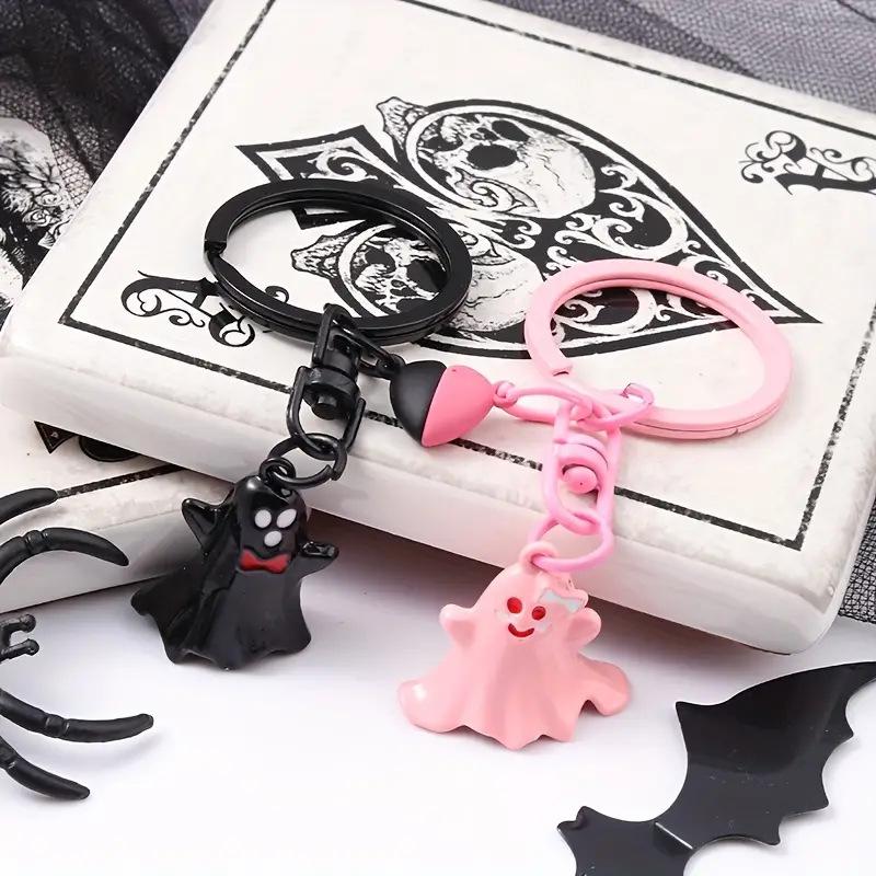 Couples Magnetic Halloween Ghost Keychain Cartoon Doll Bag Pendant Kawaii Key Rings Gift For Lovers Ornaments