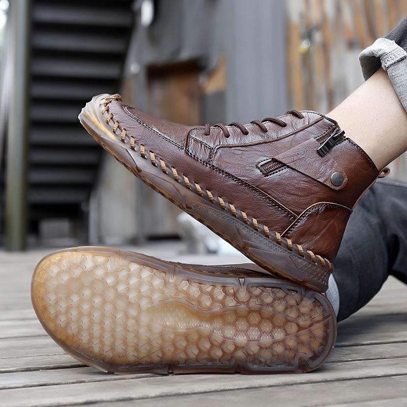 TUINANLE Podzimní pánské martensky Velká velikost Kožené pánské kotníkové boty Trendy pánská obuv