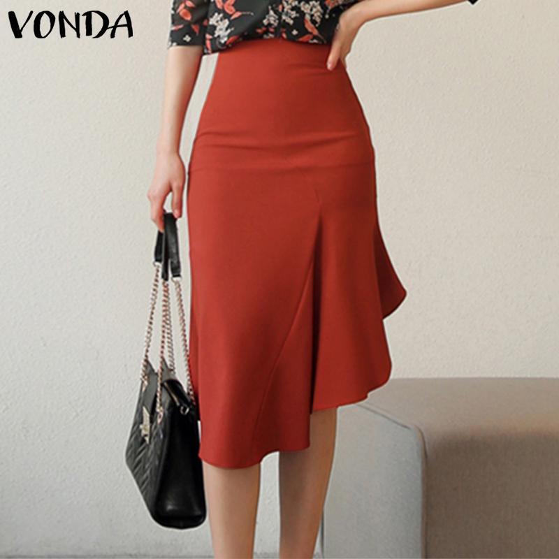 

Весенние женские юбки-миди VONDA с ​​оборками на талии и подолом