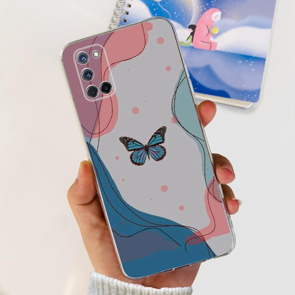 For OPPO A92 Case CPH2059 Fashion Marble Butterfly Clear Funda Soft Silicone Phone Cover For OPPO A72 A52 CPH2061 CPH2067 Bumper