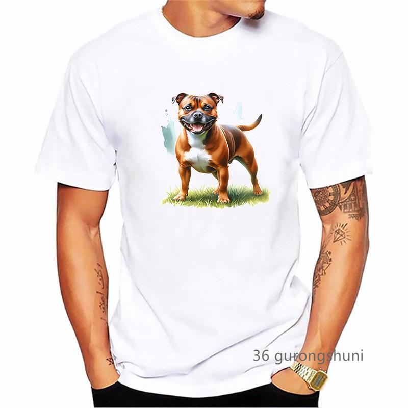 Staffordshire Bull Terrier Dog Animal Printed T Shirt MenS Clothing Summer Fashion Tops Tee Shirt Homme Harajuku Shirt