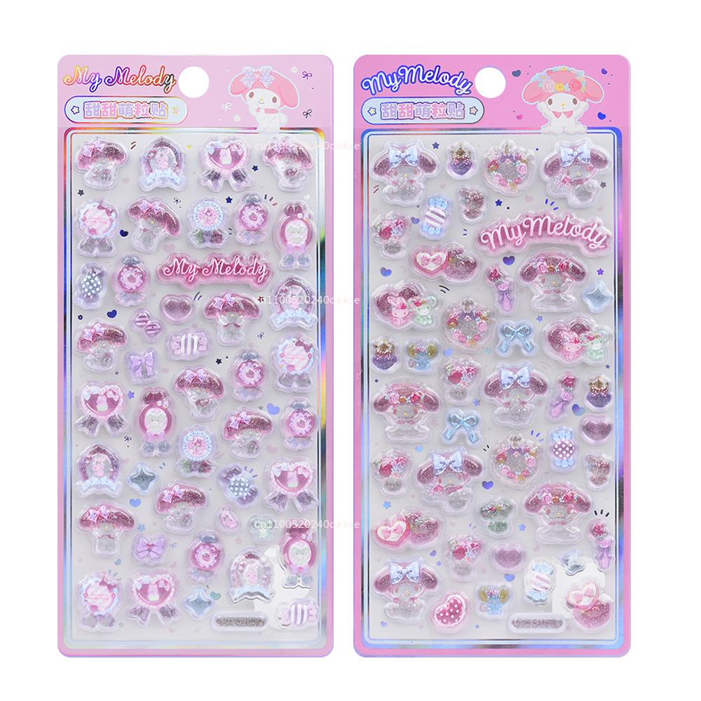 2026 Hellokitty Kuromi Melody Stickers Anime 3D Jelly Sticker Toys DIY Crystal Decorative Stickers Decorative Sticker Kids Toy