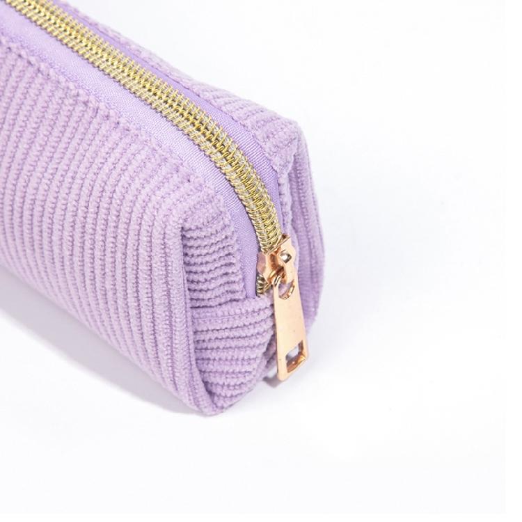 Zippered Closure Pencil Case Light Weight Corduroy Pencil Bag Portable Art Supplies Organiser Pouches For Kid Student