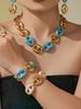 Nivora Vintage Harz Schweinenasenring Halskette Armband Hängeohrringe für Damen Edelstahl PVD Goldbeschichtet Party Charme Schmuck
