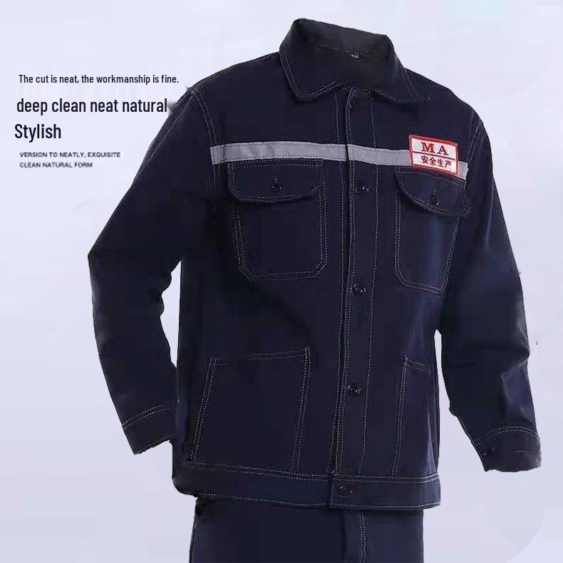 Reflective Thickened Denim Workwear: Wear-Resistant Labor Protection Suit for Mechanics and Construction