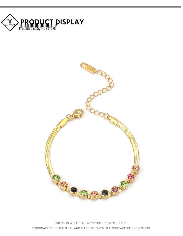 18K Gold-Colored Zircon Necklace & Bracelet Set: Stylish Clavicle Chain and Trendy Design for Women