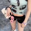 Y2k Gothic Handbag for Women Soft Plush Cross  Applique Chain Shoulder Bag  Girls Hip Hop  American Style Crossbody Bag