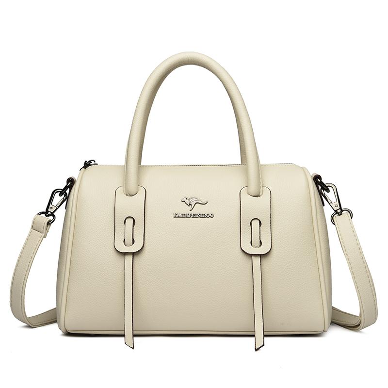 New Vintage Boston Leather Plutonium Large Capacity Women's Bags  Solid Color Female Fashion Shoulder Crossbody Bags