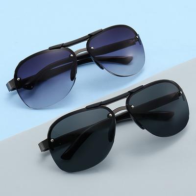 Occhiali da sole da uomo senza montatura, occhiali da guida anti-ultravioletti, occhiali da sole aviator per la guida, accessorio di moda non polarizzato