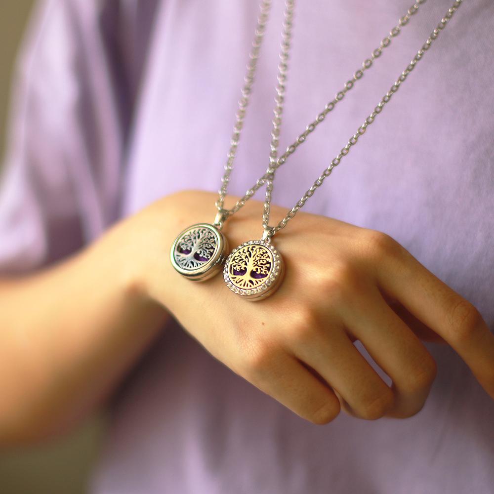 New Stainless Steel Alloy Fashion Aromatherapy Necklace Essential Oil Diffuser Perfume Locket Pendant Women Jewelry Gift